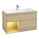V&B Meuble sous lavabo Finion étagère gauche or mat, placage chêne-1