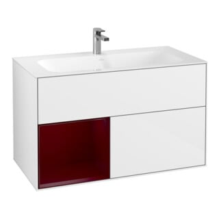 V&B Meuble sous lavabo Finion étagère gauche Pivoine, laqué blanc brillant