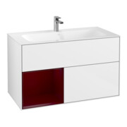 V&B Meuble sous lavabo Finion étagère gauche Pivoine, laqué blanc brillant