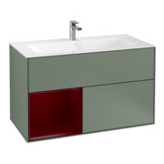 V&B Meuble sous lavabo Finion étagère gauche Pivoine, laque mate Olive