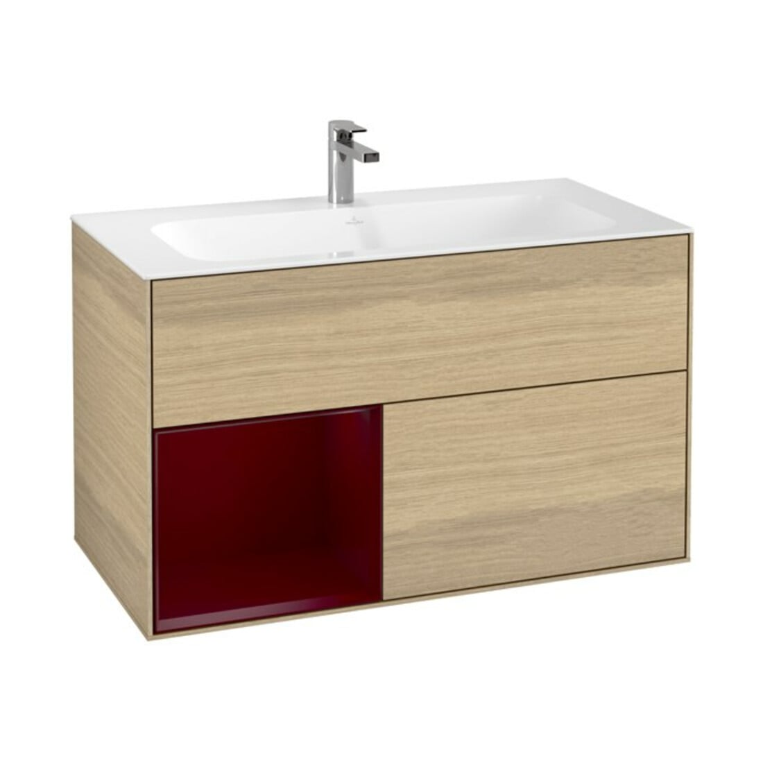 V&B Meuble sous lavabo Finion étagère gauche Pivoine, placage chêne