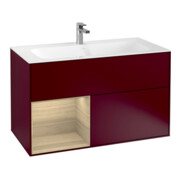 V&B Meuble sous lavabo Finion étagère gauche placage chêne, Pivoine mat-1