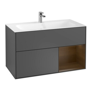 V&B Meuble sous lavabo Finion placage noyer, anthracite mat