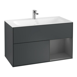 V&B Meuble sous lavabo Finion rég. anthracite mat, laque bleu mat