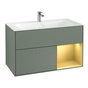 V&B Meuble sous lavabo Finion Reg droit Or mat, laque Olive mat