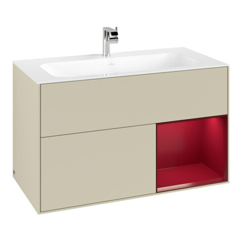 V&B Meuble sous-lavabo Finion Reg droit Peony, laque mate gris soie