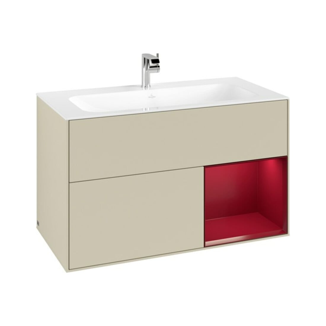 V&B Meuble sous-lavabo Finion Reg droit Peony, laque mate gris soie