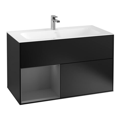 V&B Meuble sous lavabo Finion Reg g. Anthracite mat, laque noire mate