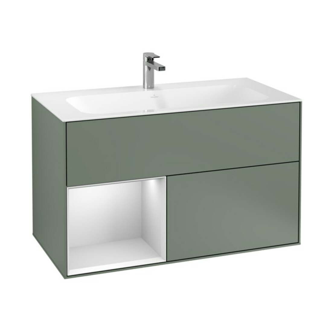 V&B Meuble sous-lavabo Finion Reg g. blc m laque, laque mate Olive