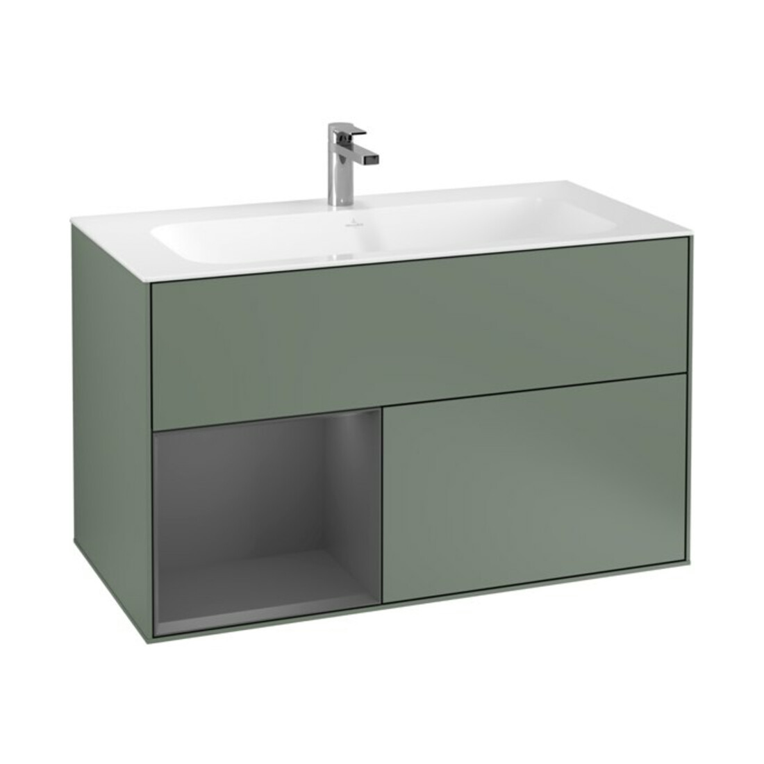 V&B Meuble sous lavabo Finion Reg gauche Anthracite mat, laque Olive mate