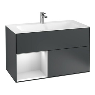 V&B Meuble sous-lavabo Finion Reg gauche bl. avec laque, bleu mat