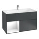 V&B Meuble sous lavabo Finion Reg gauche blanc brillant, laque bleu mat-1