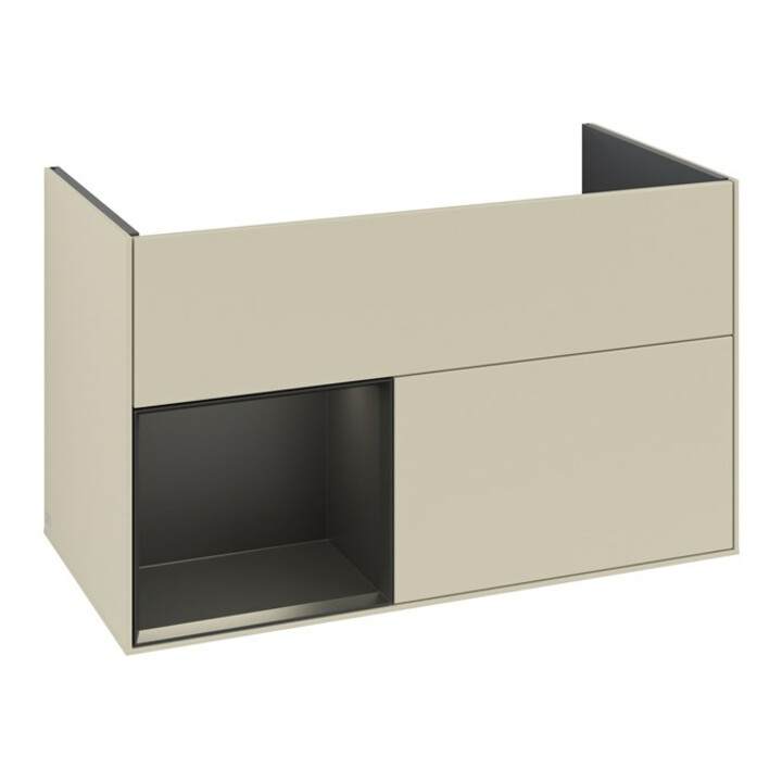 V&B Meuble sous lavabo Finion Reg gauche bleu m Laque, Gris Soie mat