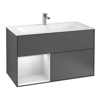 V&B Meuble sous lavabo Finion Reg gauche laqué mat blanc, anthracite mat