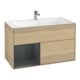 V&B Meuble sous lavabo Finion Reg gauche laqué mat bleu, placage chêne-1