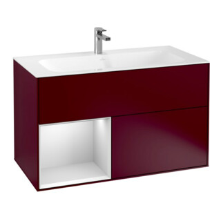 V&B Meuble sous lavabo Finion Reg gauche Laque mate blanche, Peony mate