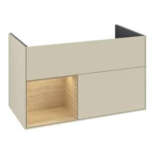 V&B Meuble sous-lavabo Finion Reg gauche Oa Placage, Laque mate gris soie