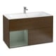 V&B Meuble sous lavabo Finion Reg gauche Olive laqué mat, placage noyer-1
