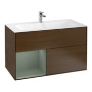 V&B Meuble sous lavabo Finion Reg gauche Olive laqué mat, placage noyer-1