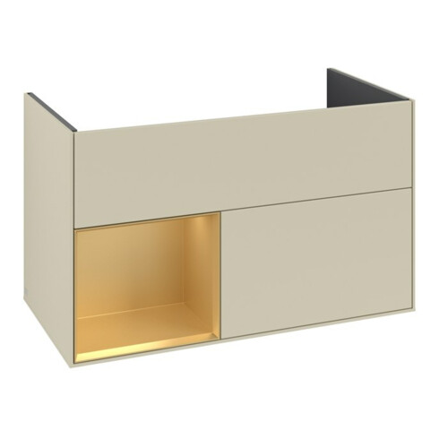 V&B Meuble sous lavabo Finion Reg gauche Or mat, laque gris soie mat