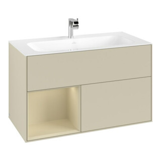 V&B Meuble sous lavabo Finion Reg gauche si Gr m Laqué, Gris Mat