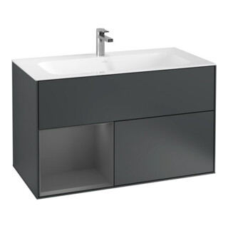 V&B Meuble sous-lavabo Finion Reg gch Anthracite m, laque mate bleu md