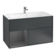 V&B Meuble sous-lavabo Finion Reg gch Anthracite m, laque mate bleu md-1