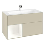 V&B Meuble sous lavabo Finion Reg Gch bl. avec laque, gris soie mat