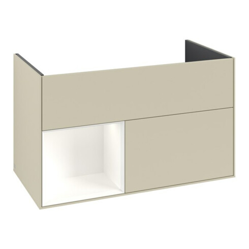 V&B Meuble sous lavabo Finion Reg Gch bl. avec laque, gris soie mat