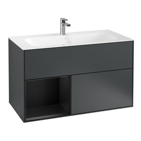 V&B Meuble sous lavabo Finion Reg gch bla m Laque, bleu mat