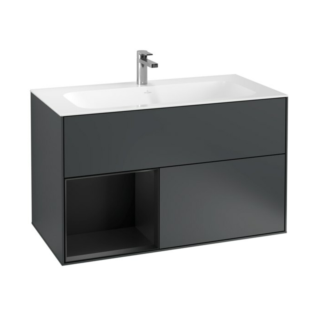 V&B Meuble sous lavabo Finion Reg gch bla m Laque, bleu mat