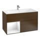 V&B Meuble sous lavabo Finion Reg gch laqué blanc brillant, placage noyer-1