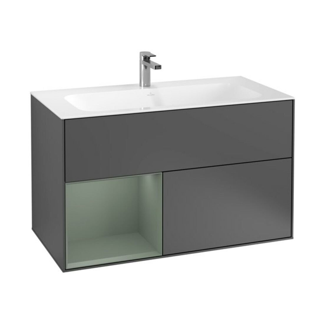 V&B Meuble sous lavabo Finion Reg Gch Oli. m Laque, Anthracite mat