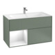 V&B Meuble sous lavabo Finion Reg Gche laqué blanc brillant, Olive mat lacquer-1