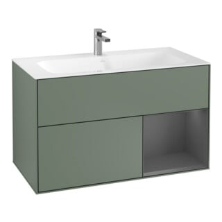V&B Meuble sous lavabo Finion Reg re Anthracite mat, laque Olive mat
