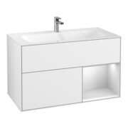V&B Meuble sous lavabo Finion Reg re bl. m Lac, laque blanche brillante