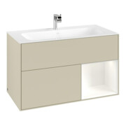 V&B Meuble sous lavabo Finion Reg re blanc m Laque, Gris Soie Mat Laqué-3