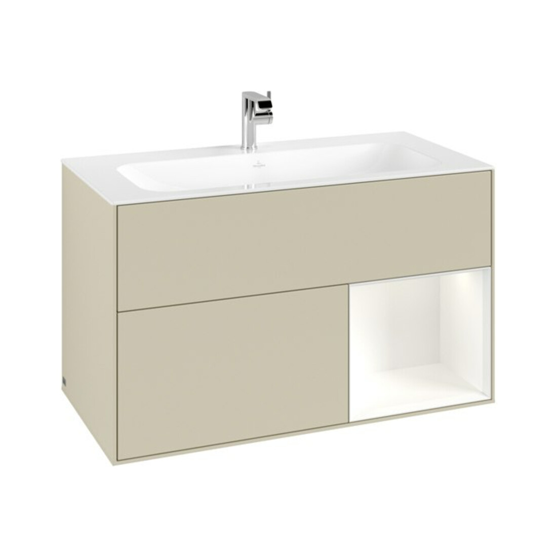 V&B Meuble sous lavabo Finion Reg re blanc m Laque, Gris Soie Mat Laqué