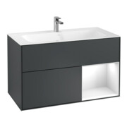 V&B Meuble sous lavabo Finion Reg re glo bl. blanc Lac, bleu mat Lacquer