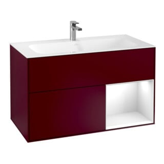 V&B Meuble sous lavabo Finion Reg re laqué blanc brillant, Pivoine mat