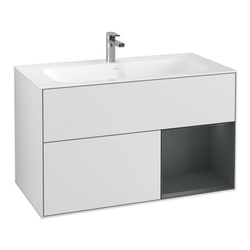 V&B Meuble sous lavabo Finion Reg re md bl. m Laqué, blanc mat