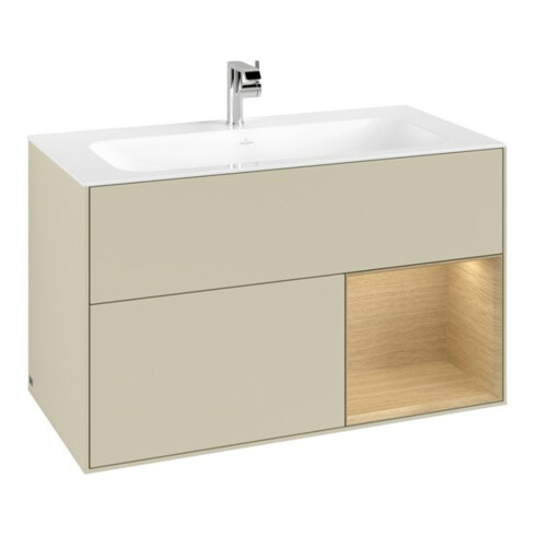 V&B Meuble sous lavabo Finion Reg re Oa Placage, Laque mate gris soie