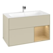 V&B Meuble sous lavabo Finion Reg re Oa Placage, Laque mate gris soie-4