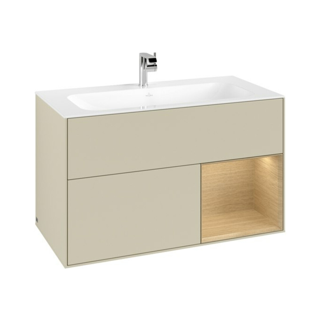 V&B Meuble sous lavabo Finion Reg re Oa Placage, Laque mate gris soie