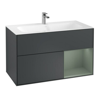 V&B Meuble sous lavabo Finion Reg re Oli. m Laque, avec laque bleue mate