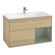 V&B Meuble sous lavabo Finion Reg re Olive mat laqué, placage chêne
