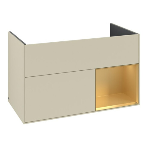 V&B Meuble sous lavabo Finion Reg re or mat, laque mate gris soie