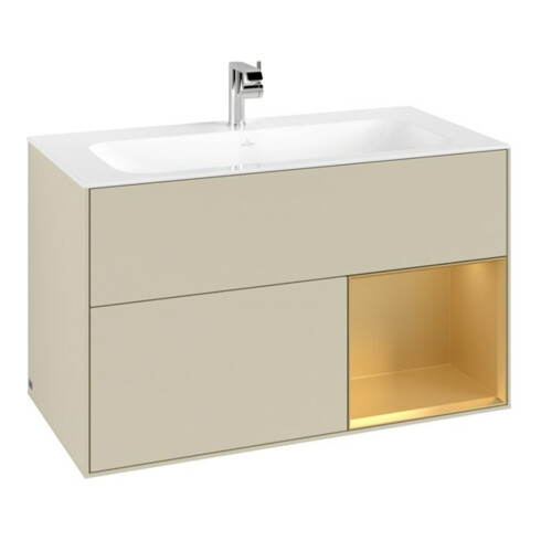 V&B Meuble sous lavabo Finion Reg re or mat, laque mate gris soie