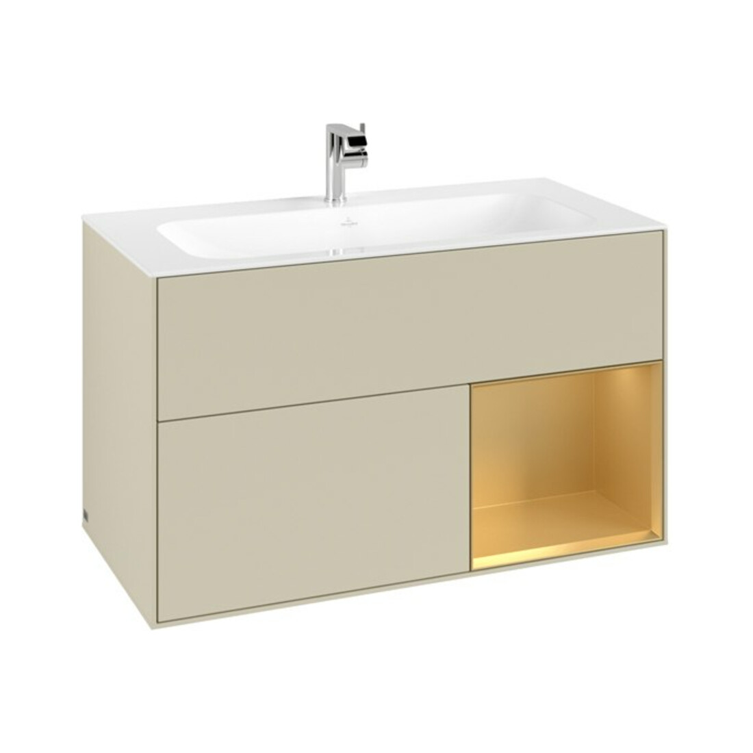 V&B Meuble sous lavabo Finion Reg re or mat, laque mate gris soie
