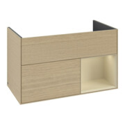 V&B Meuble sous lavabo Finion Reg re si Gris Mat Laqué, Placage Chêne-4